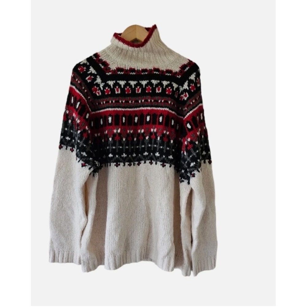 Venezia Jeans Sweater Turtleneck Wool Blend Fair Isle Sweater‎ 26/28